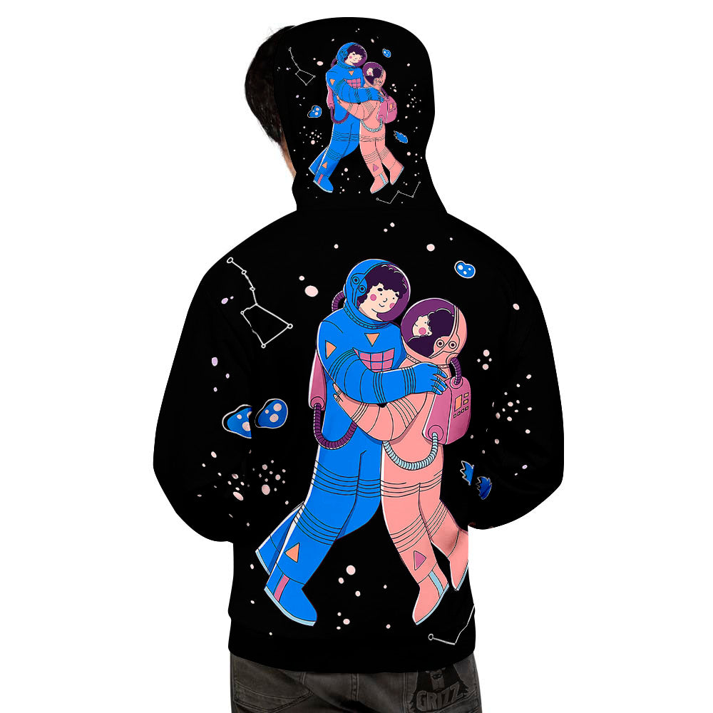 Couple Astronaut Travel In Space Print Men's Hoodie-grizzshop