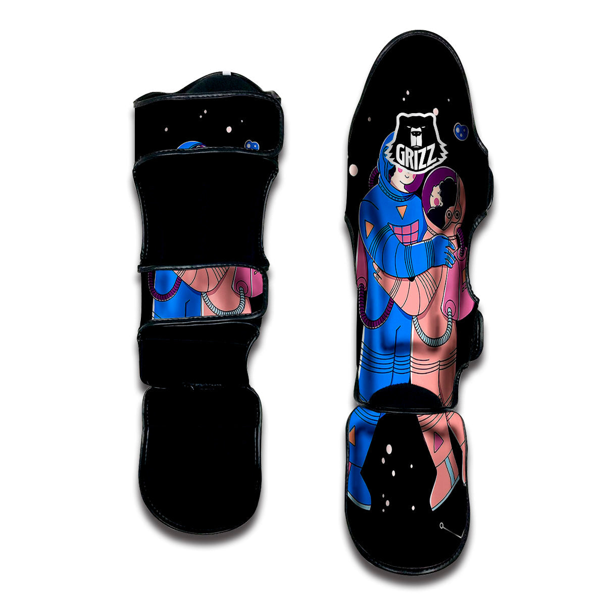 Couple Astronaut Travel In Space Print Muay Thai Shin Guards-grizzshop
