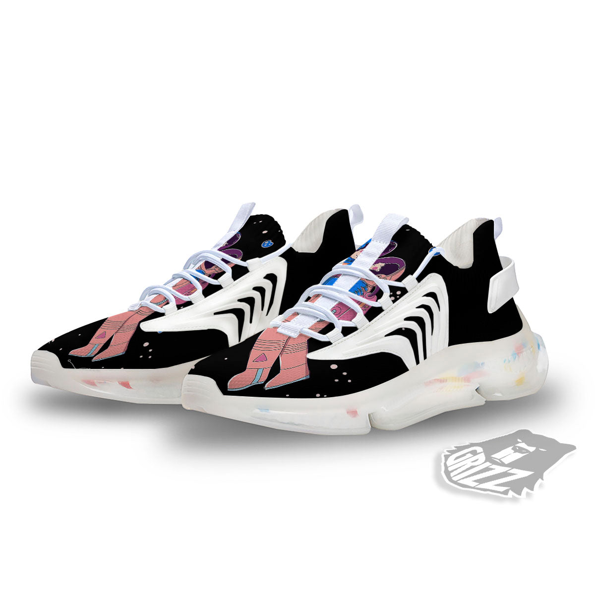 Couple Astronaut Travel In Space Print White Gym Shoes-grizzshop