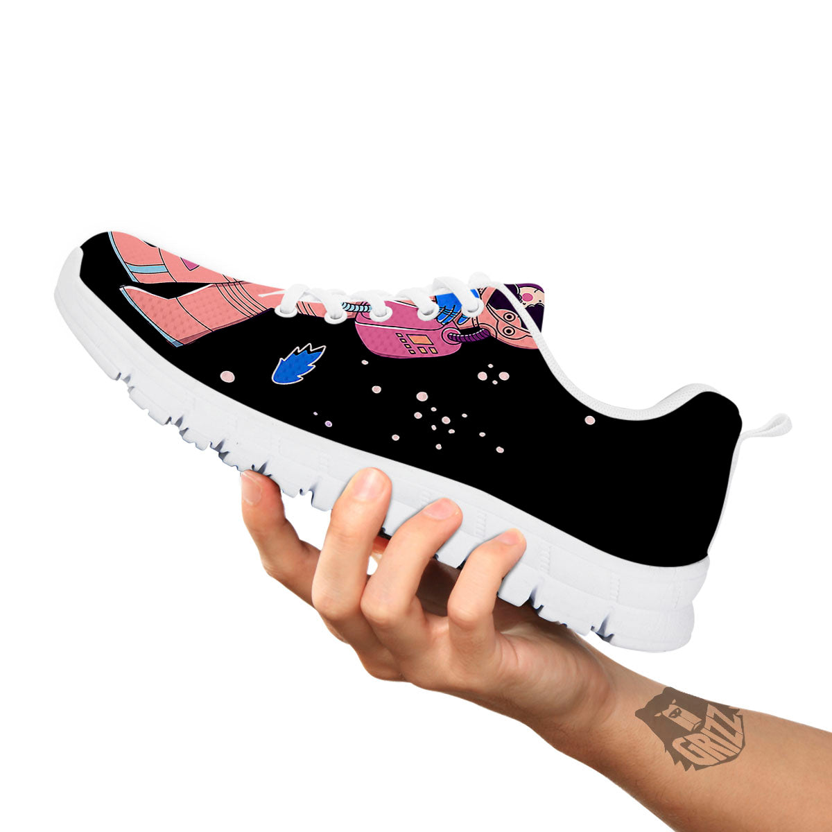 Couple Astronaut Travel In Space Print White Sneaker-grizzshop