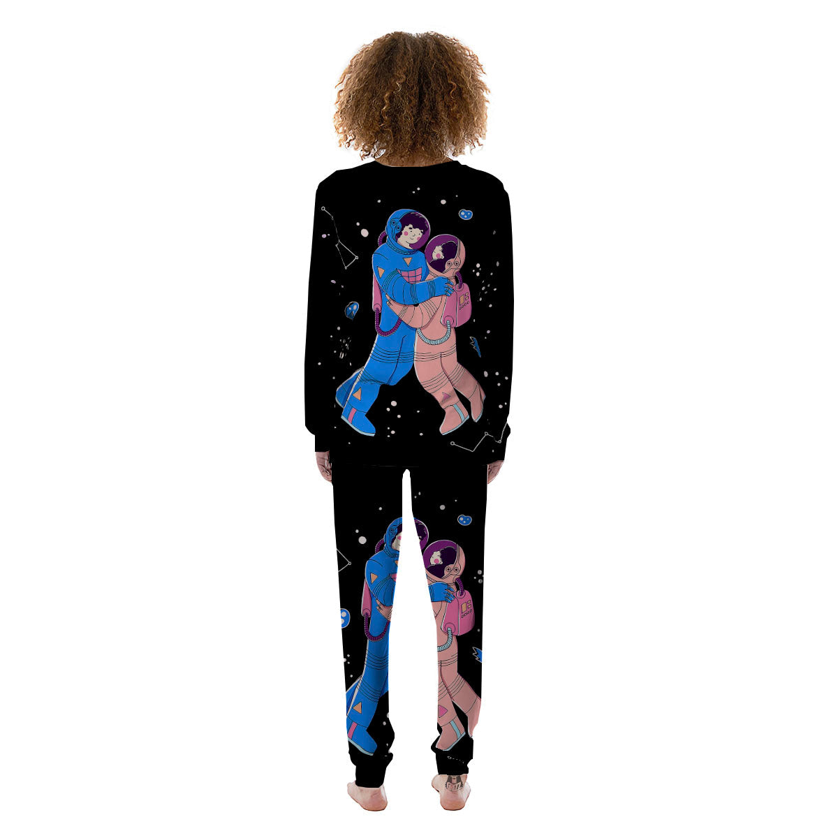 Couple Astronaut Travel In Space Print Women's Pajamas-grizzshop
