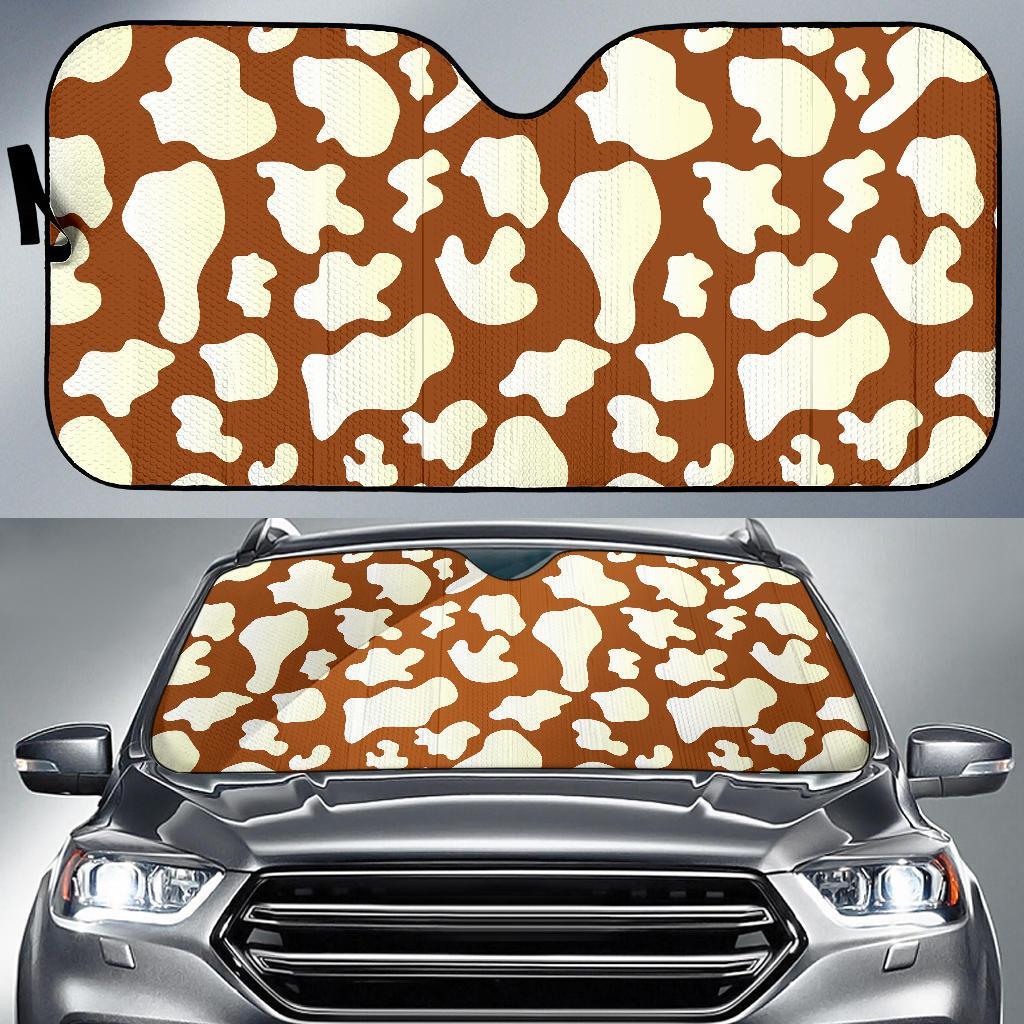 Cow Brown Pattern Print Car Sun Shade-grizzshop