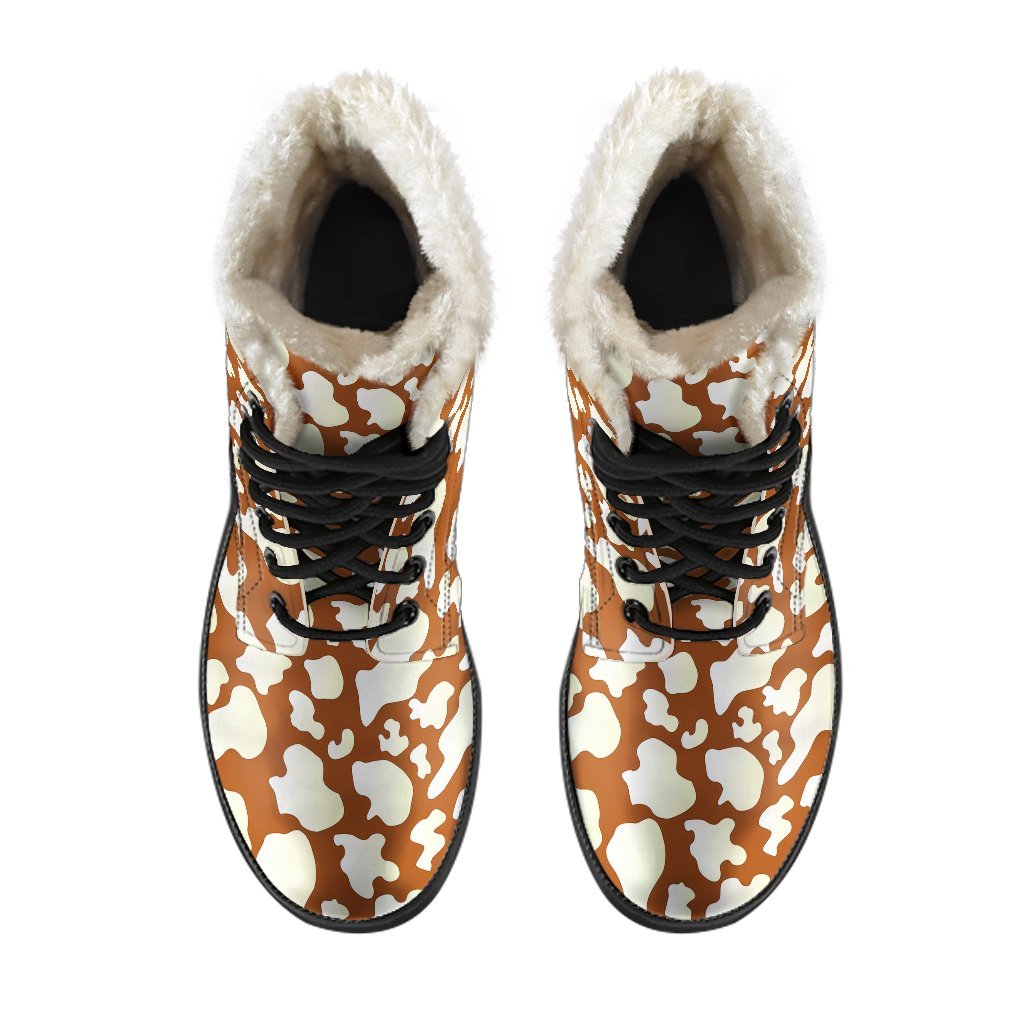Cow Brown Pattern Print Comfy Winter Boots-grizzshop