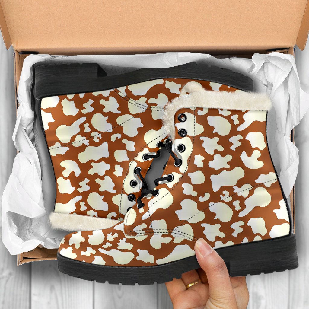 Cow Brown Pattern Print Comfy Winter Boots-grizzshop