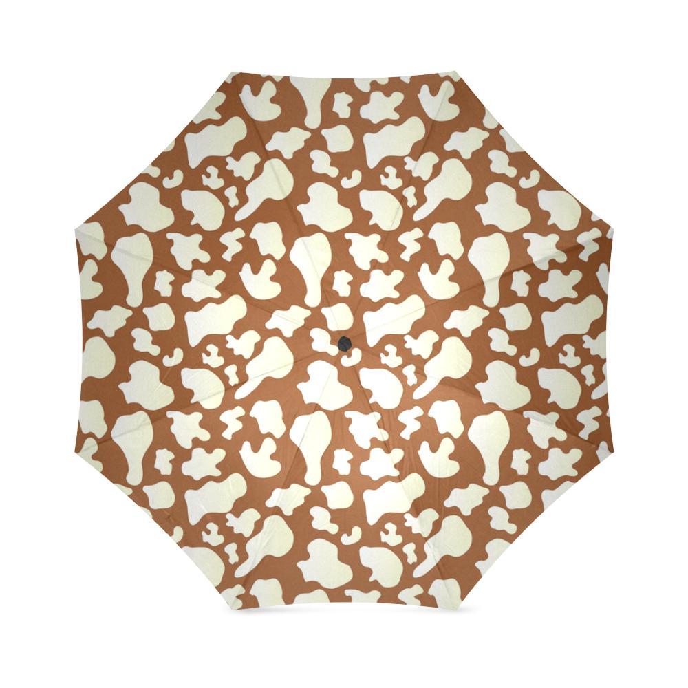 Cow Brown Pattern Print Foldable Umbrella-grizzshop