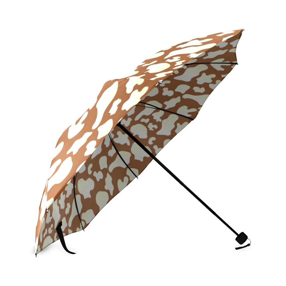 Cow Brown Pattern Print Foldable Umbrella-grizzshop
