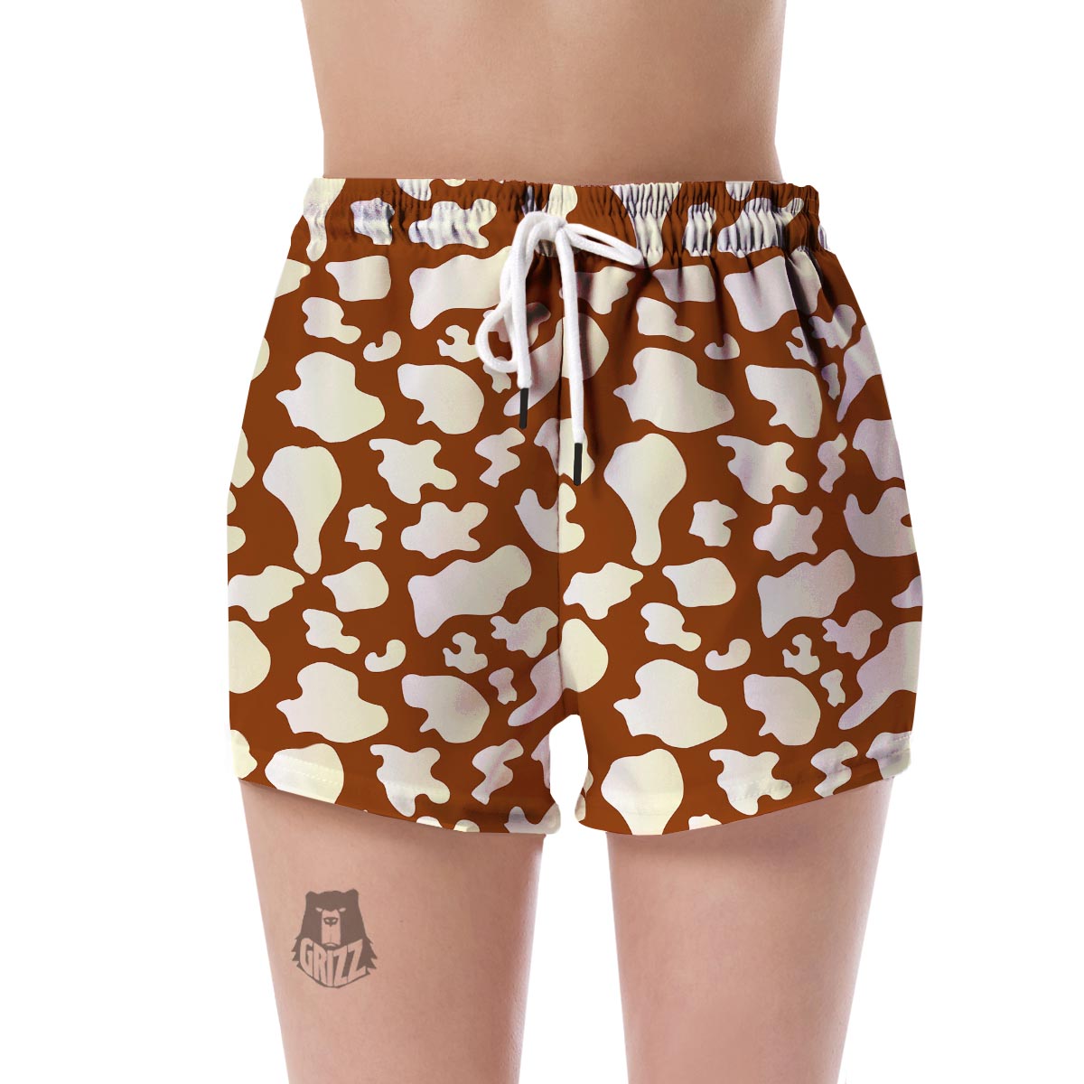 Cow Brown Pattern Print Women's Shorts-grizzshop