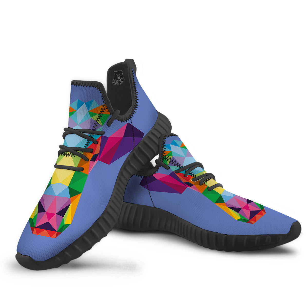 Cow Colorful Print Black Walking Shoes-grizzshop