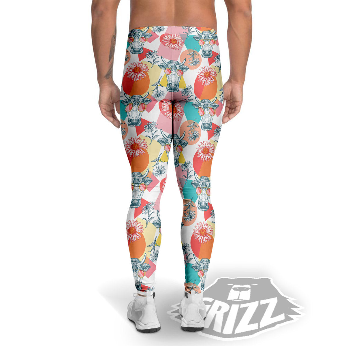 Cow Colorful Print Pattern Men's Leggings-grizzshop