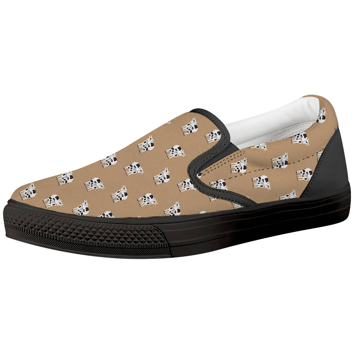 Cow Cute And Baby Cow Print Pattern Black Slip On Shoes-grizzshop
