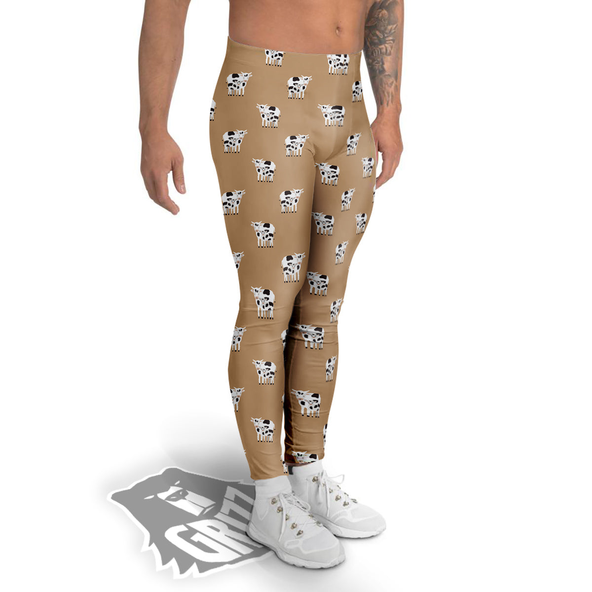 Cow Cute And Baby Cow Print Pattern Men's Leggings-grizzshop