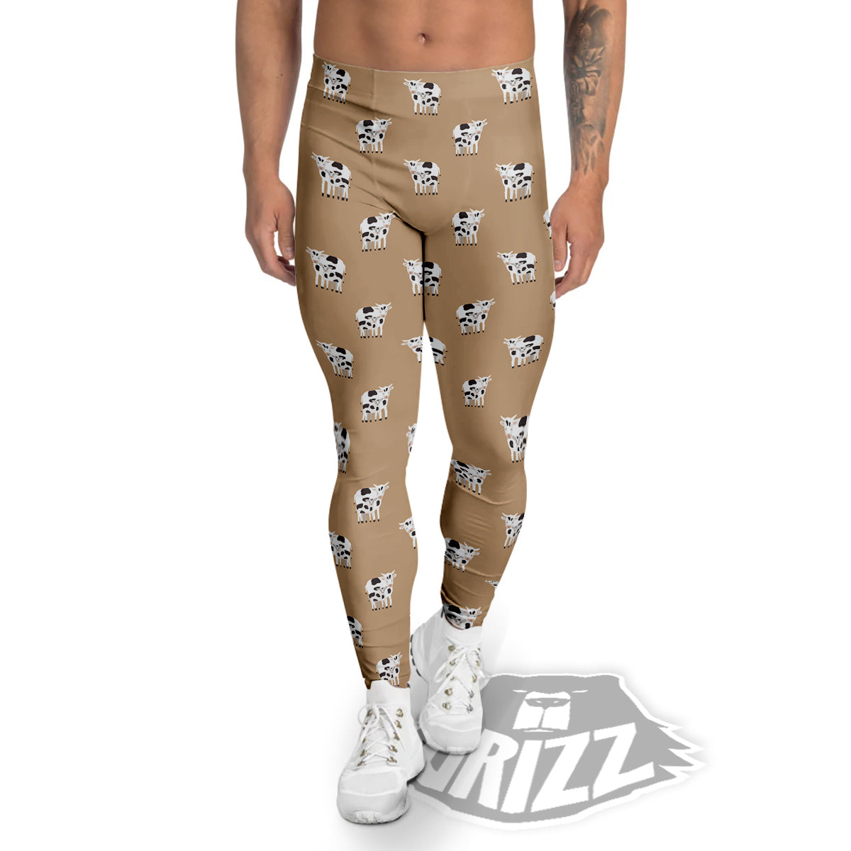 Cow Cute And Baby Cow Print Pattern Men's Leggings-grizzshop