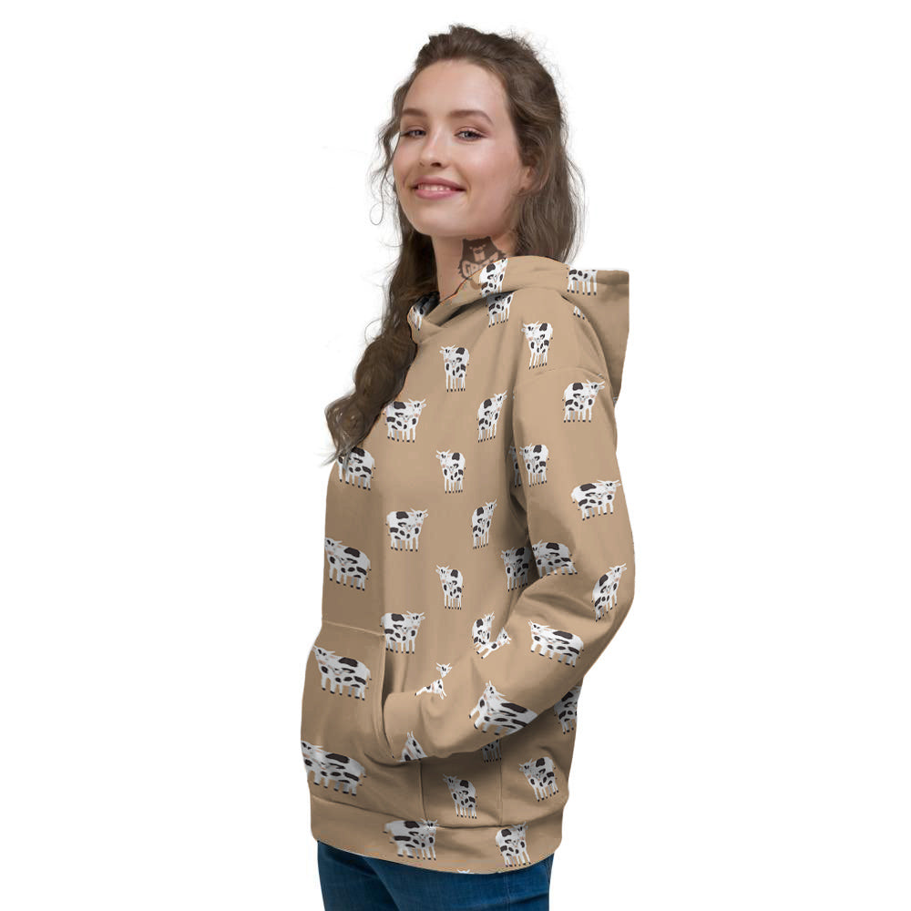 Cow Cute And Baby Cow Print Pattern Women's Hoodie-grizzshop