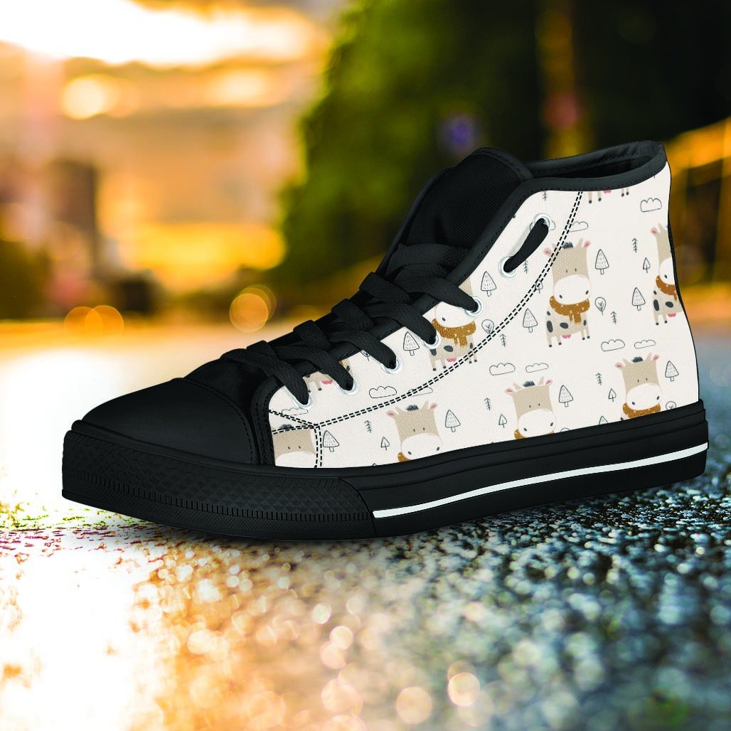 Cow Cute Print Women's High Top Shoes-grizzshop