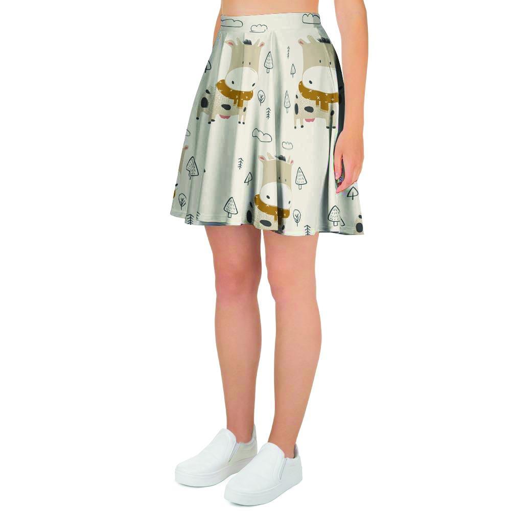 Cow Cute Print Women's Skirt-grizzshop