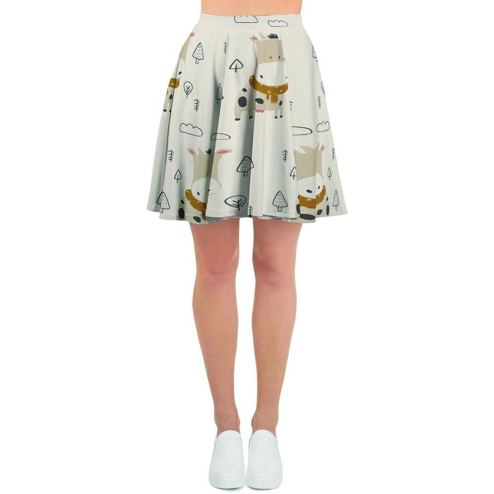 Cow Cute Print Women's Skirt-grizzshop