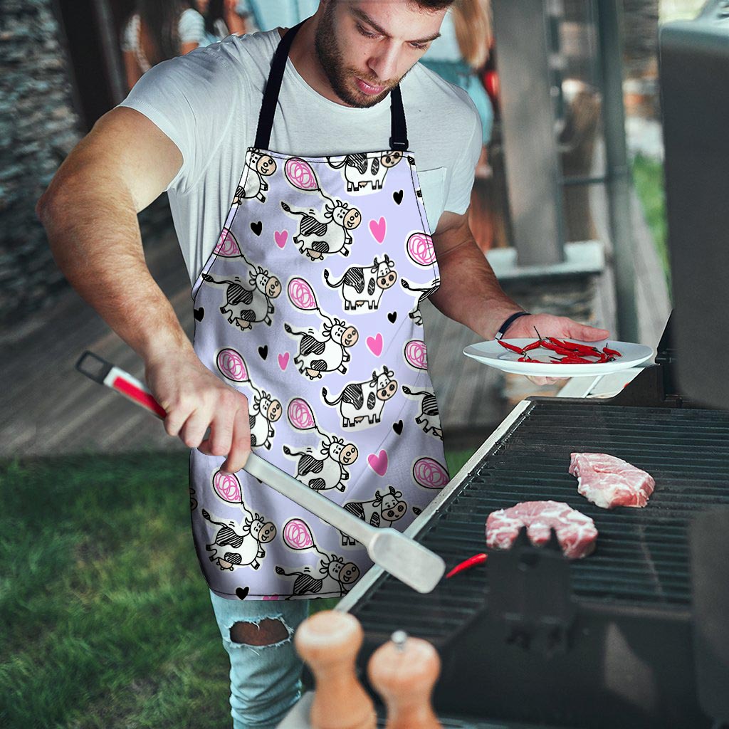 Cow Doodle Print Men's Apron-grizzshop