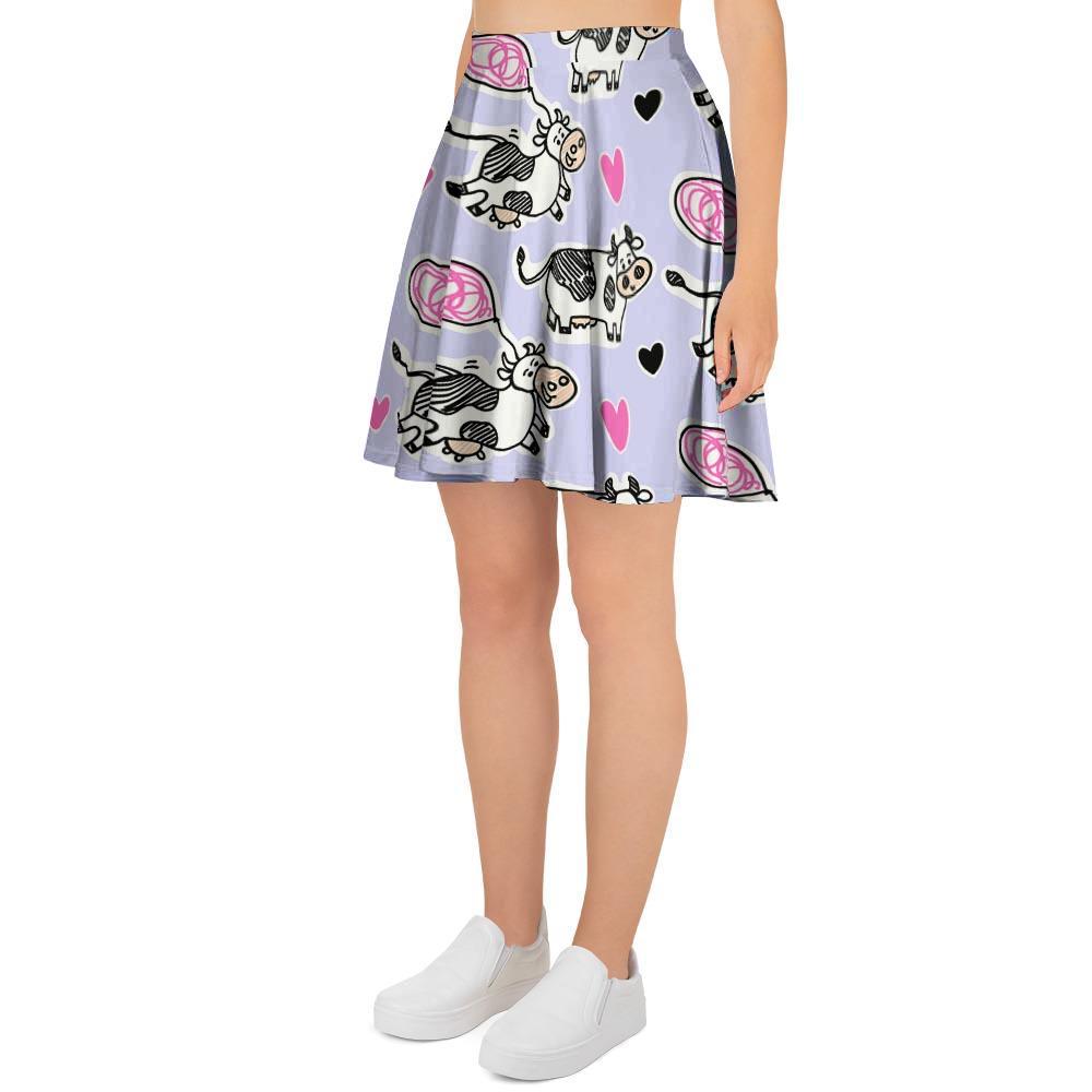 Cow Doodle Print Women's Skirt-grizzshop