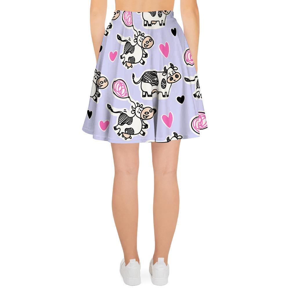 Cow Doodle Print Women's Skirt-grizzshop