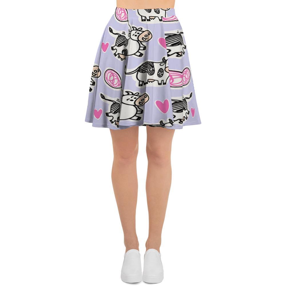 Cow Doodle Print Women's Skirt-grizzshop