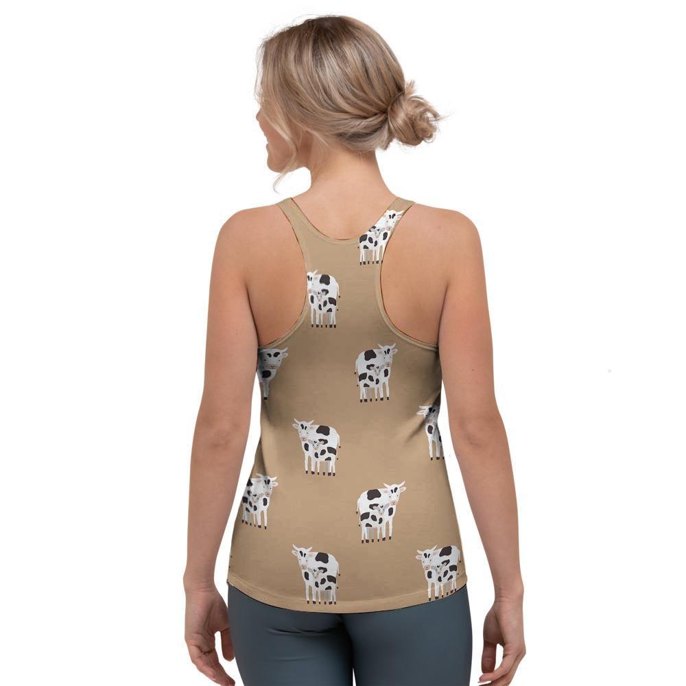 Cow Family Print Women's Racerback Tank Top-grizzshop