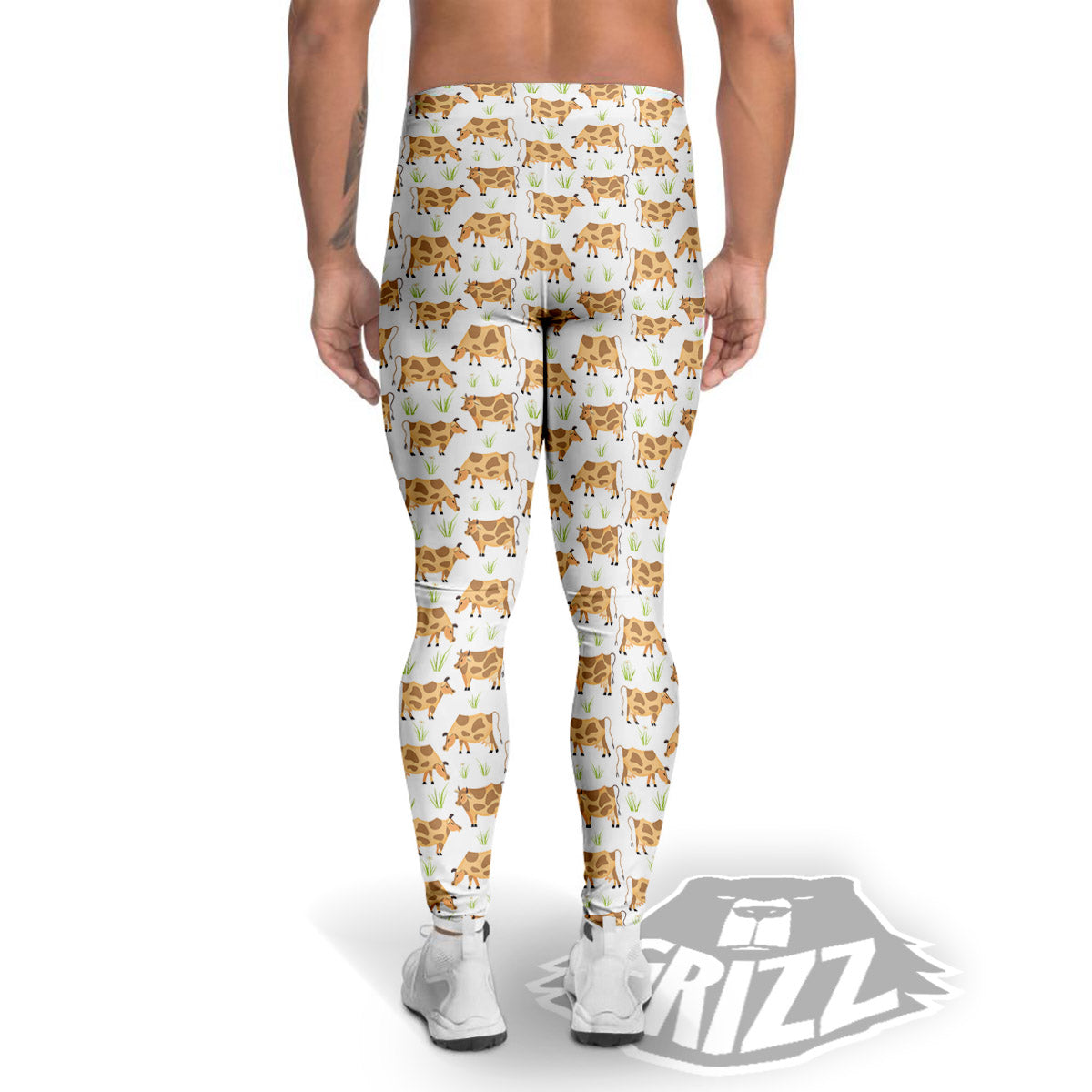 Cow Farm Cartoon Dairy Print Pattern Men's Leggings-grizzshop
