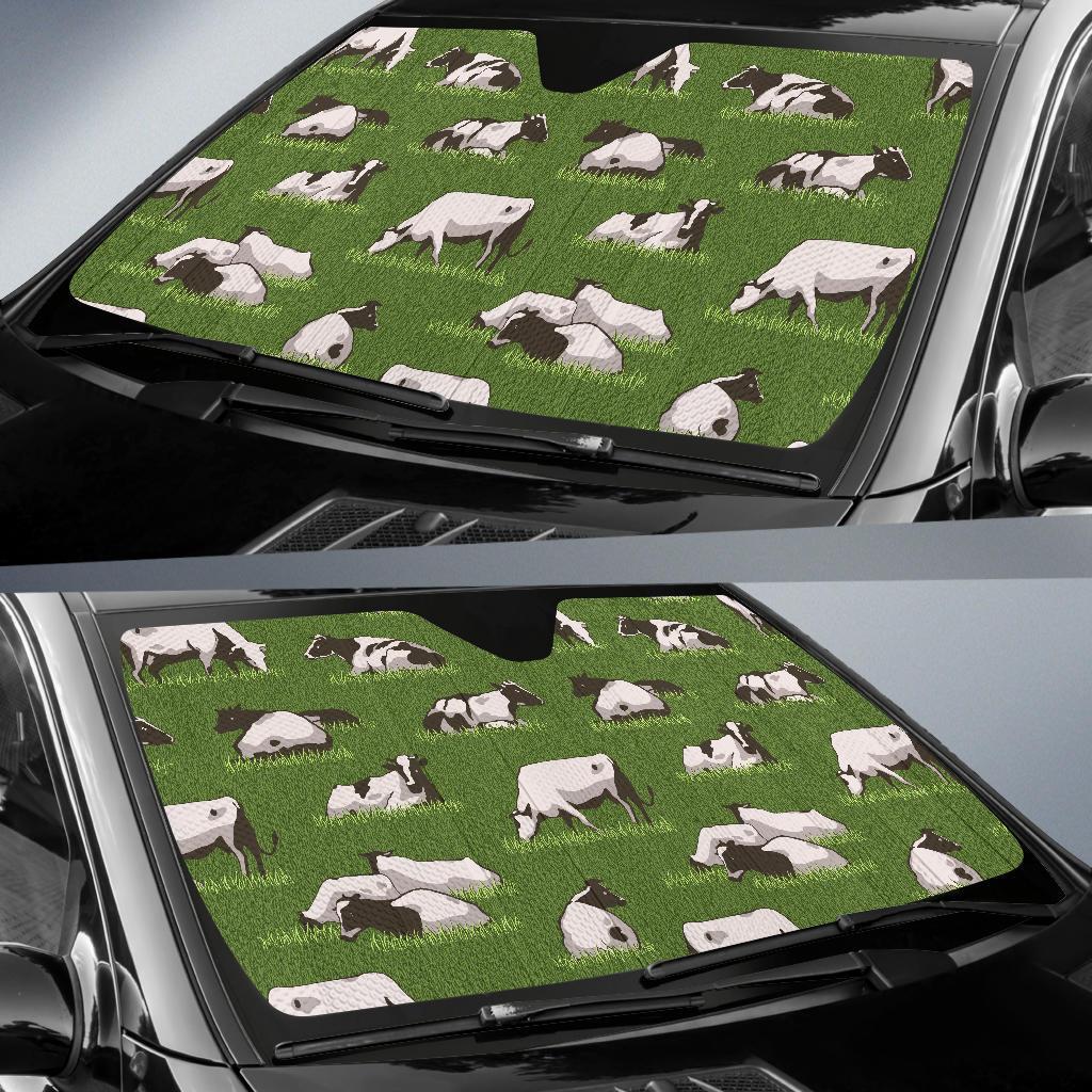 Cow Farm Pattern Print Car Sun Shade-grizzshop