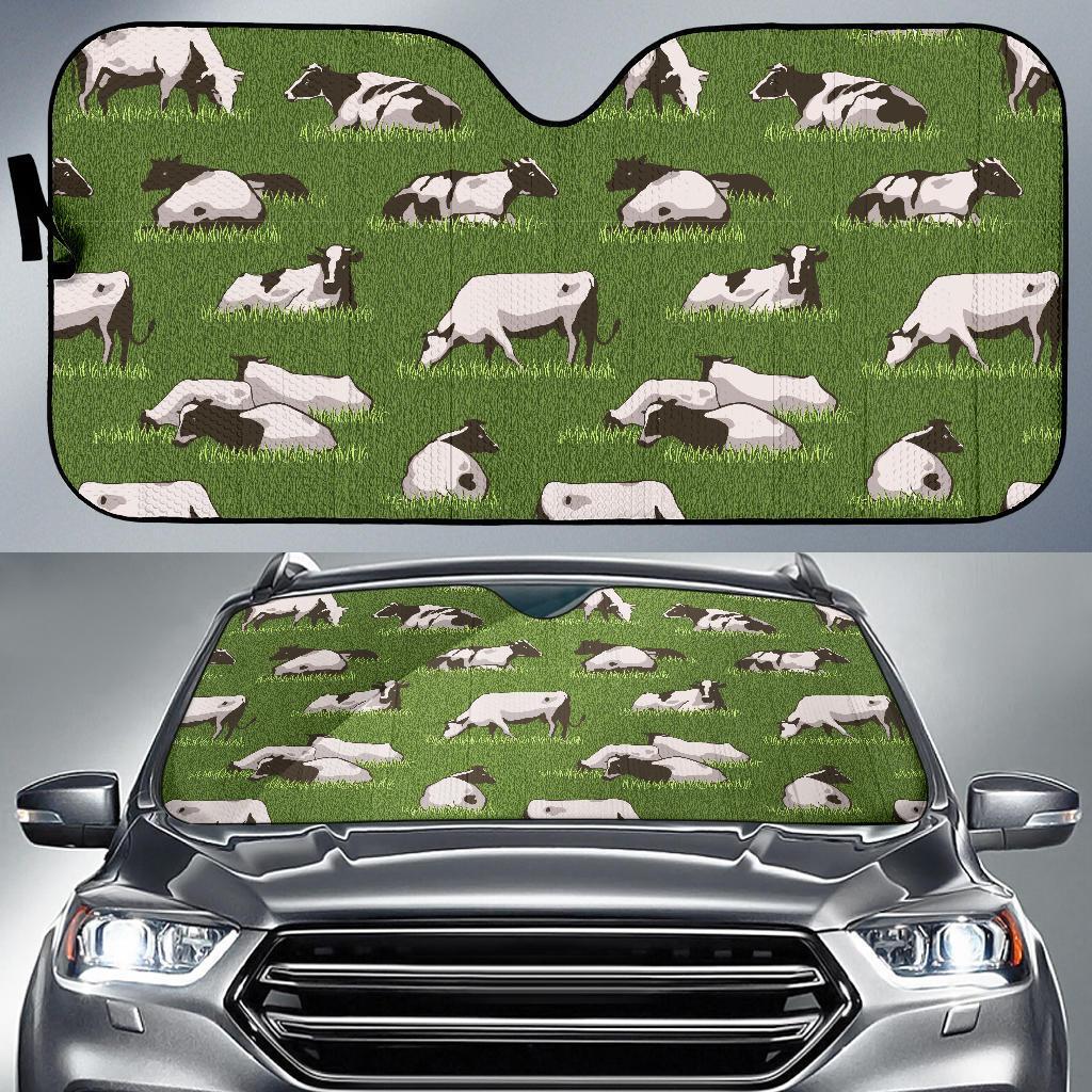 Cow Farm Pattern Print Car Sun Shade-grizzshop