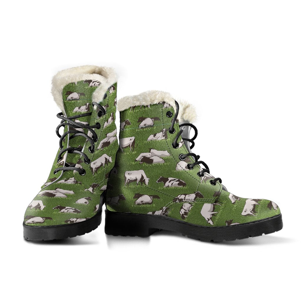 Cow Farm Pattern Print Comfy Winter Boots-grizzshop
