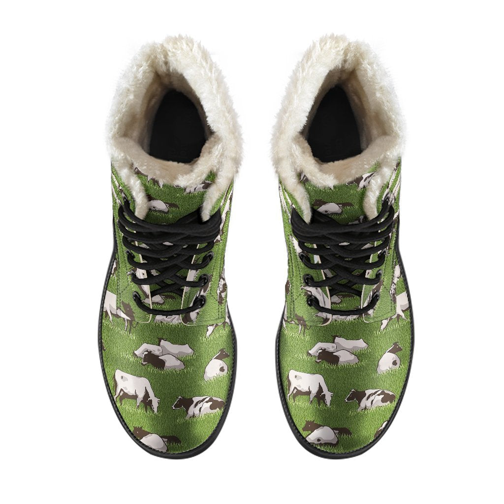 Cow Farm Pattern Print Comfy Winter Boots-grizzshop