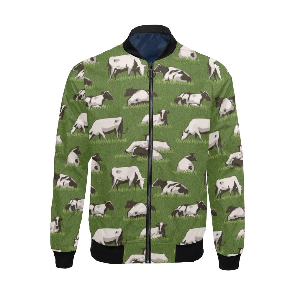 Cow Farm Pattern Print Men's Bomber Jacket-grizzshop