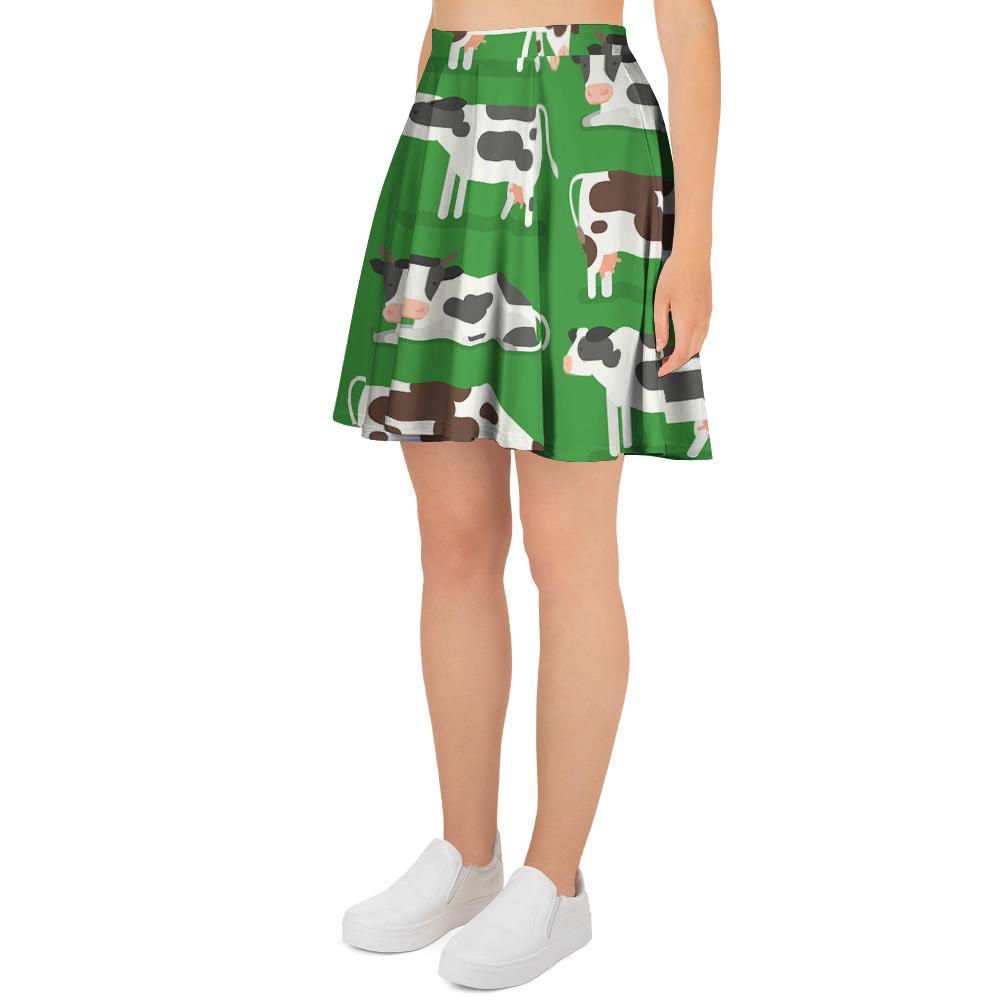 Cow In Green Grass Print Women's Skirt-grizzshop