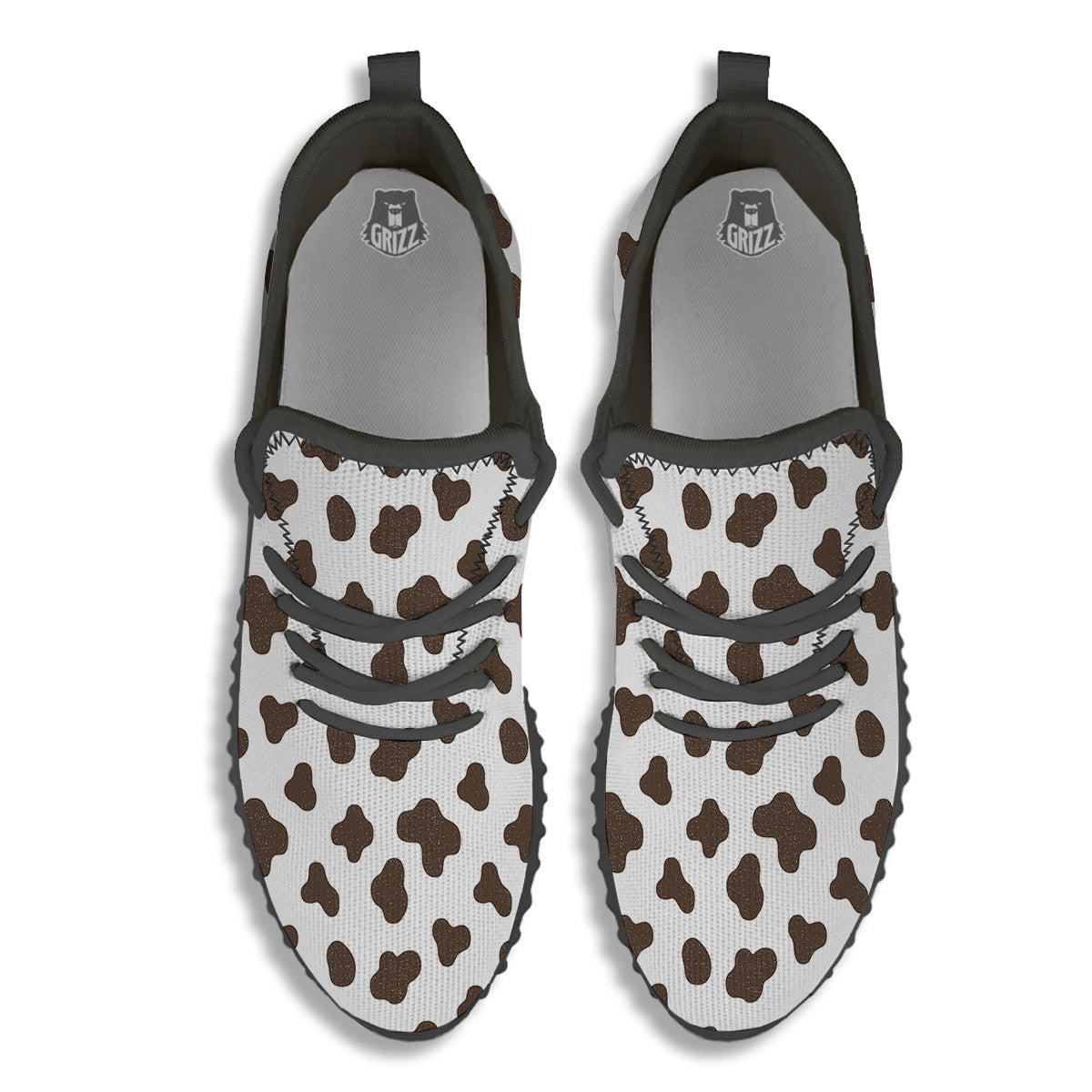 Cow Milk And Chocolate Print Black Walking Shoes-grizzshop