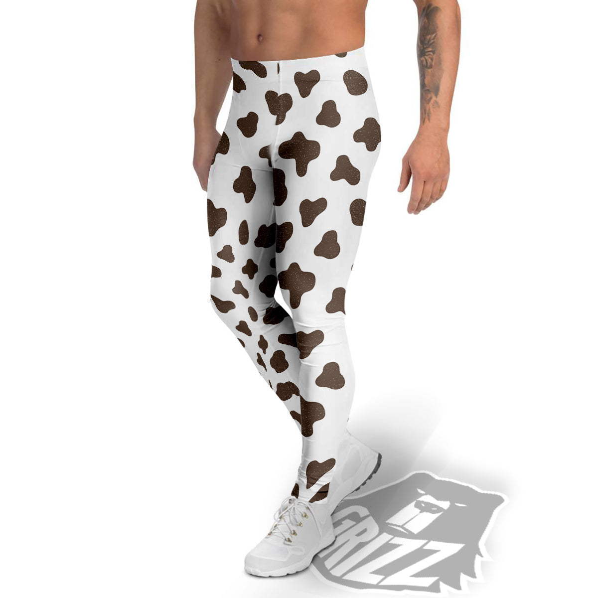 Cow Milk And Chocolate Print Men's Leggings-grizzshop