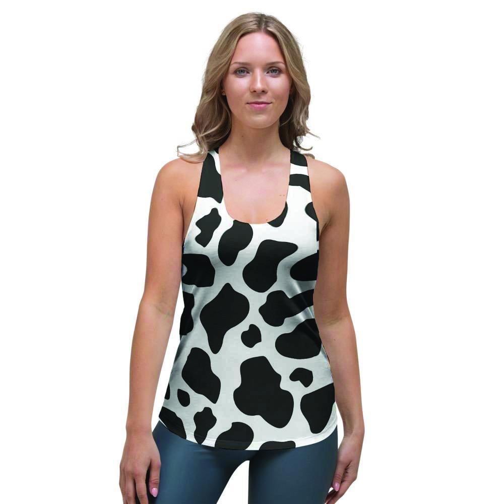 Cow Print Women's Racerback Tank Top-grizzshop