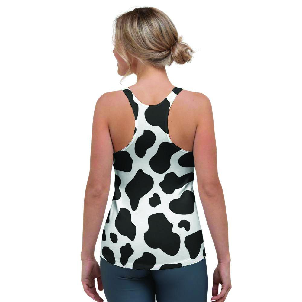 Cow Print Women's Racerback Tank Top-grizzshop