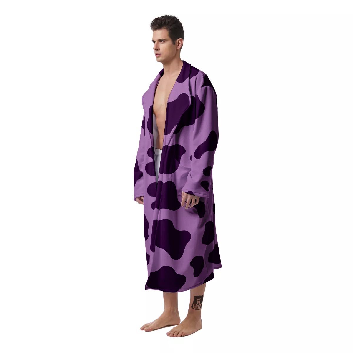 Cow Purple Print Pattern Men's Robe-grizzshop