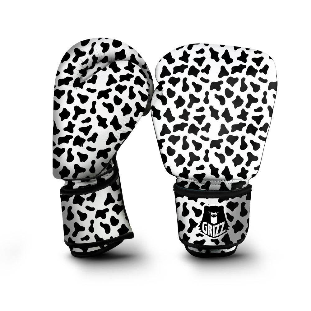 Cow White And Black Print Pattern Boxing Gloves-grizzshop