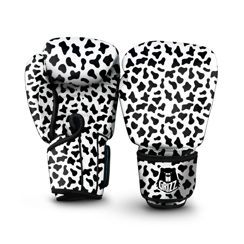 Cow White And Black Print Pattern Boxing Gloves-grizzshop