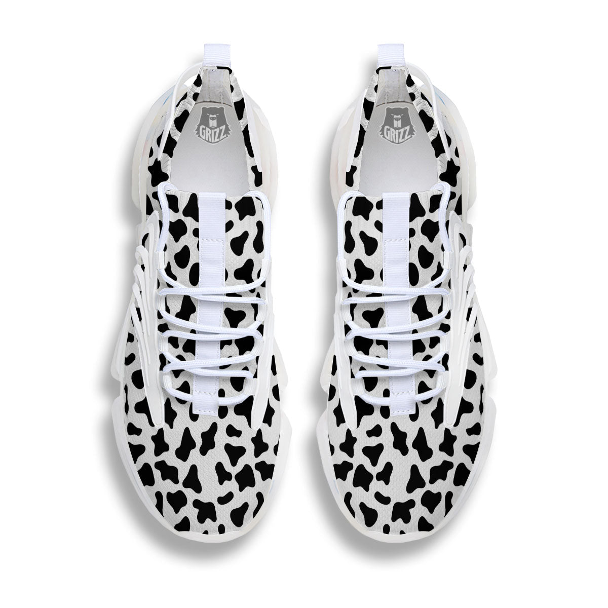 Cow White And Black Print Pattern White Gym Shoes-grizzshop