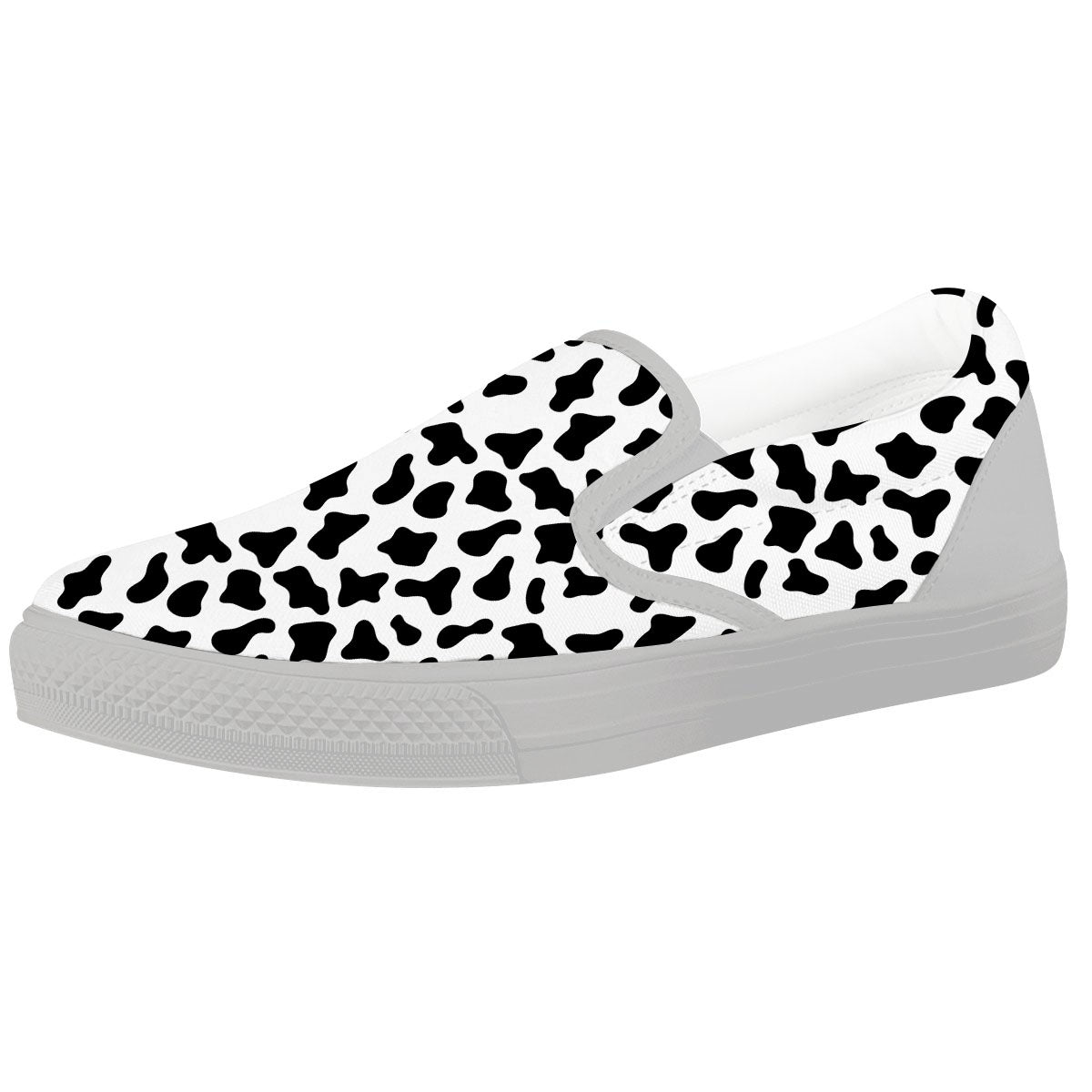 Cow White And Black Print Pattern White Slip On Shoes-grizzshop