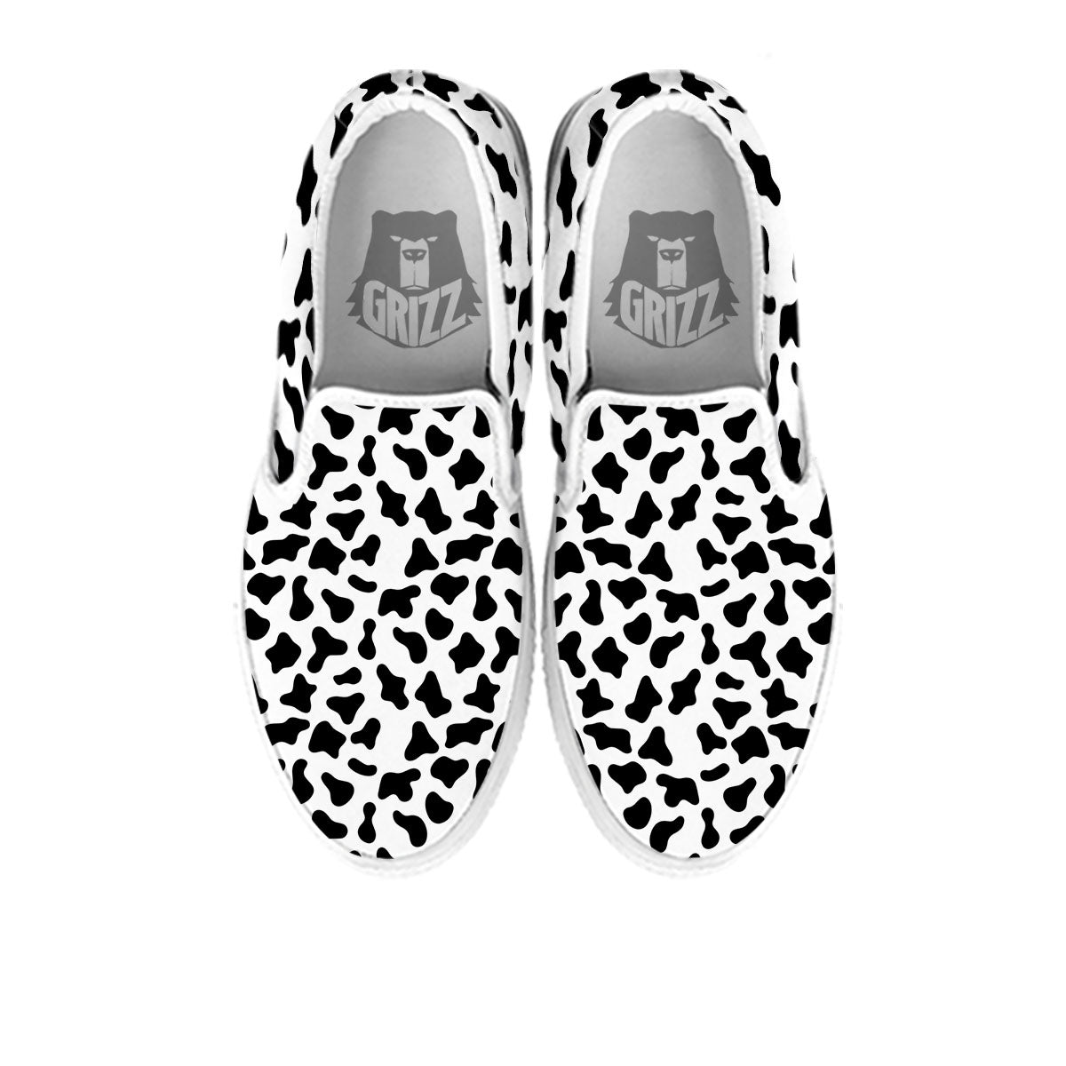 Cow White And Black Print Pattern White Slip On Shoes-grizzshop