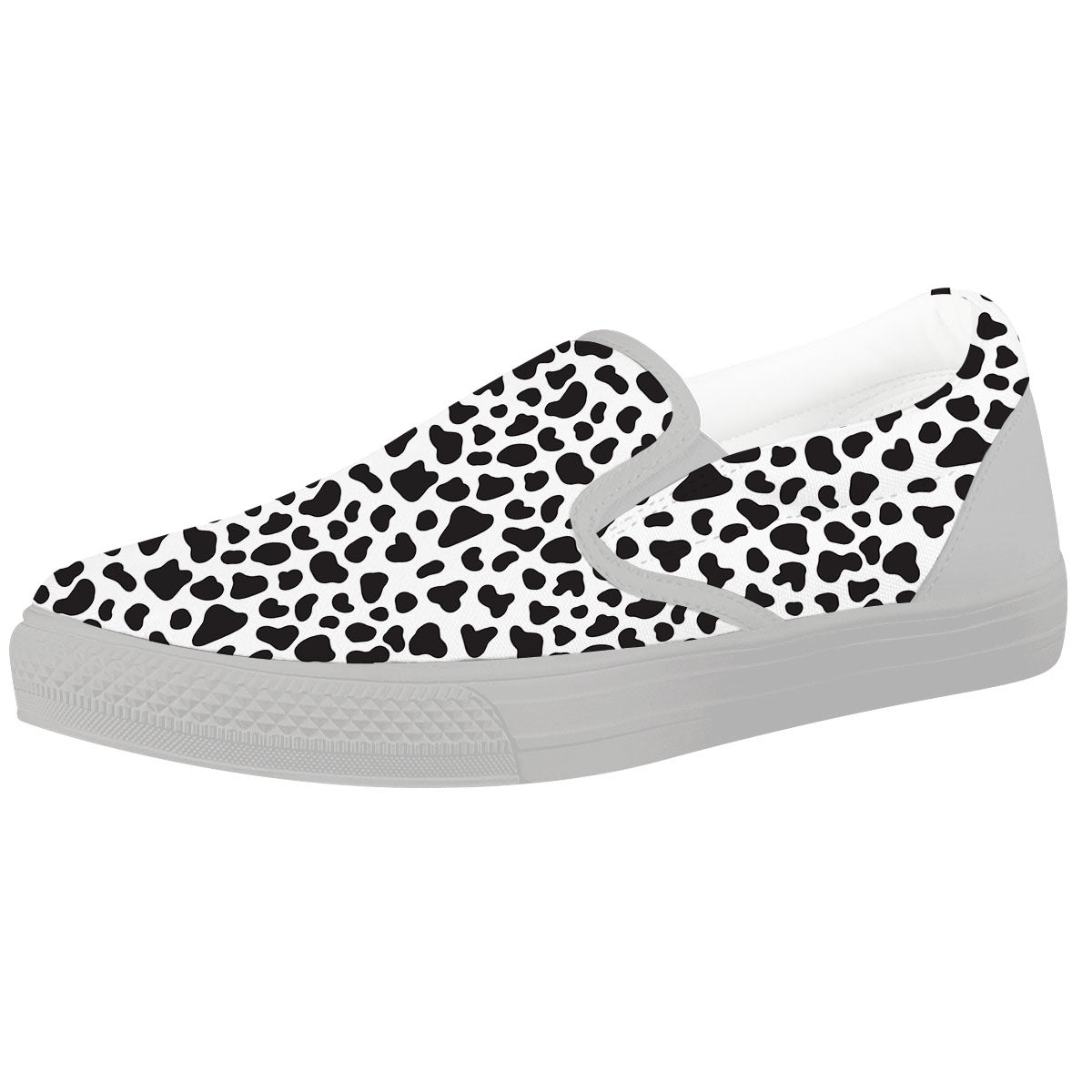 Cow White And Black Print White Slip On Shoes-grizzshop