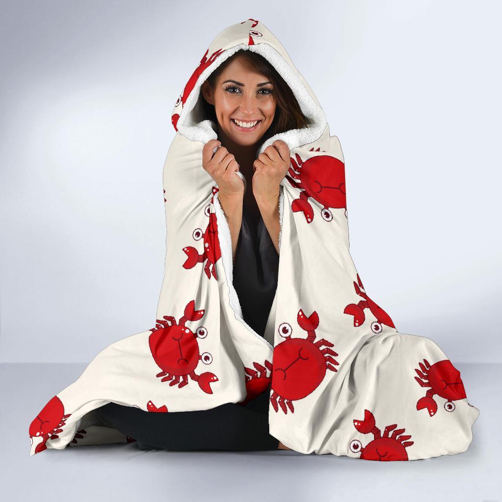Crab Cartoon Pattern Print Hooded Blanket-grizzshop