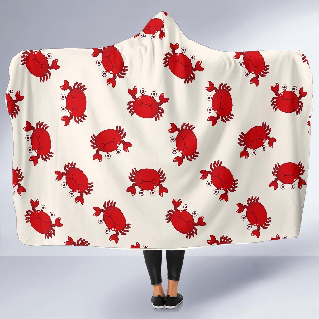 Crab Cartoon Pattern Print Hooded Blanket-grizzshop