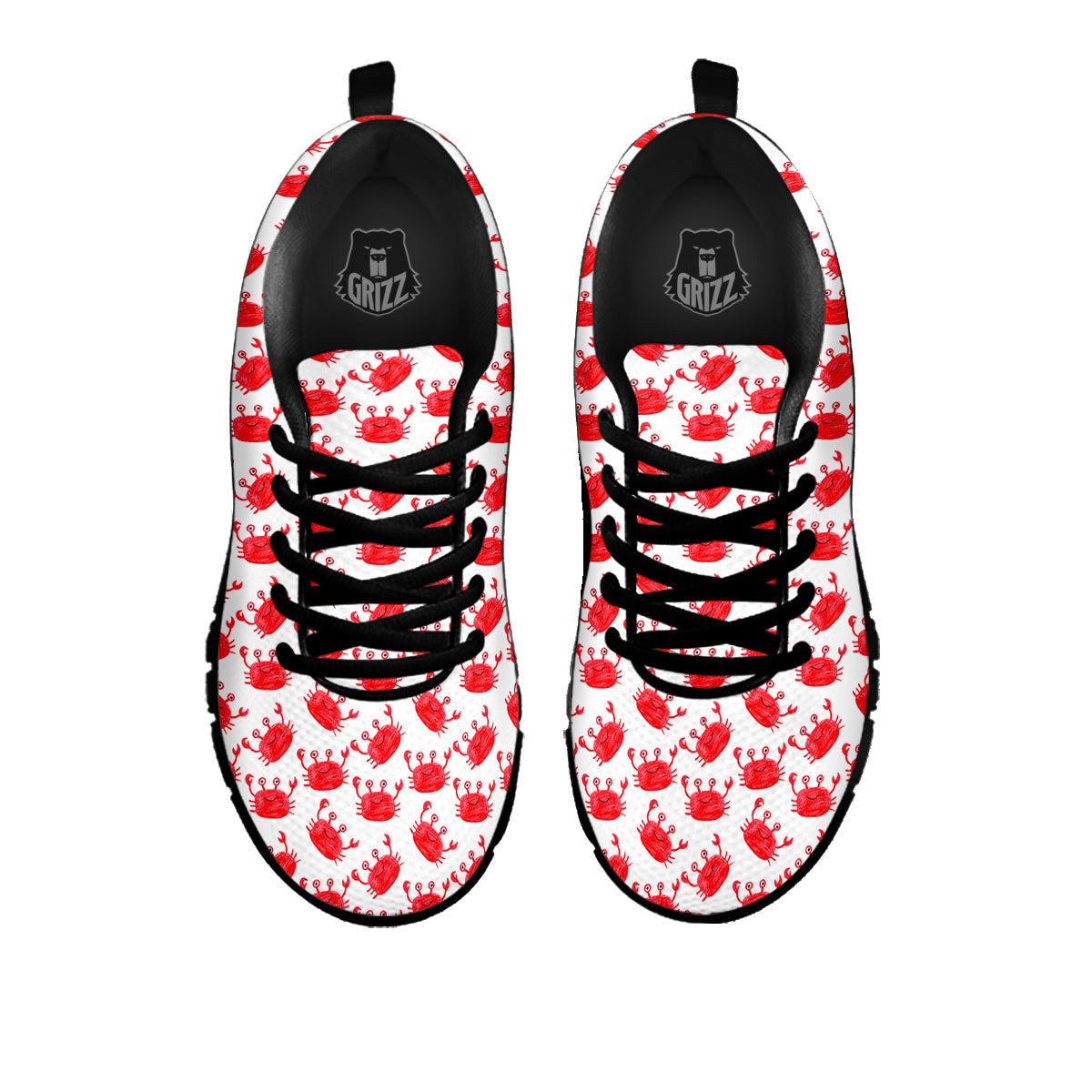 Crab Cute Print Pattern Black Sneaker-grizzshop