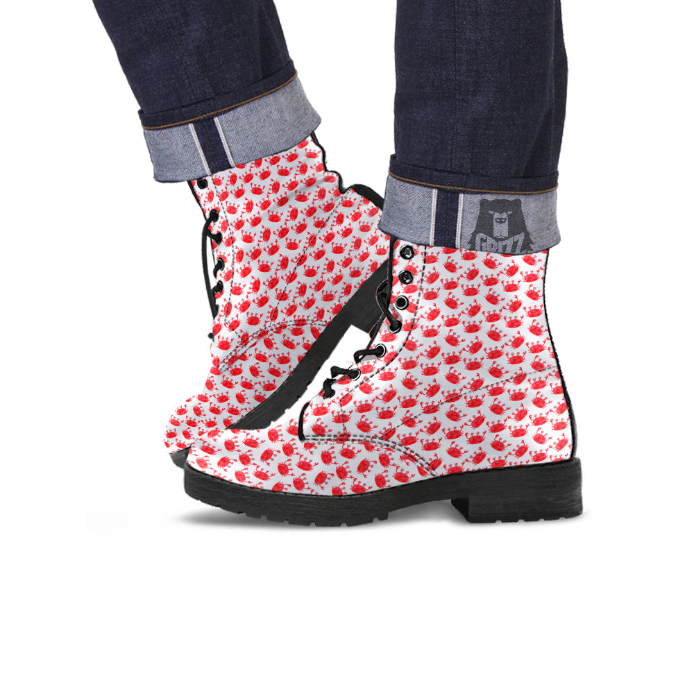 Crab Cute Print Pattern Leather Boots-grizzshop
