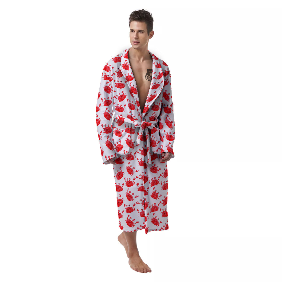 Crab Cute Print Pattern Men's Robe-grizzshop