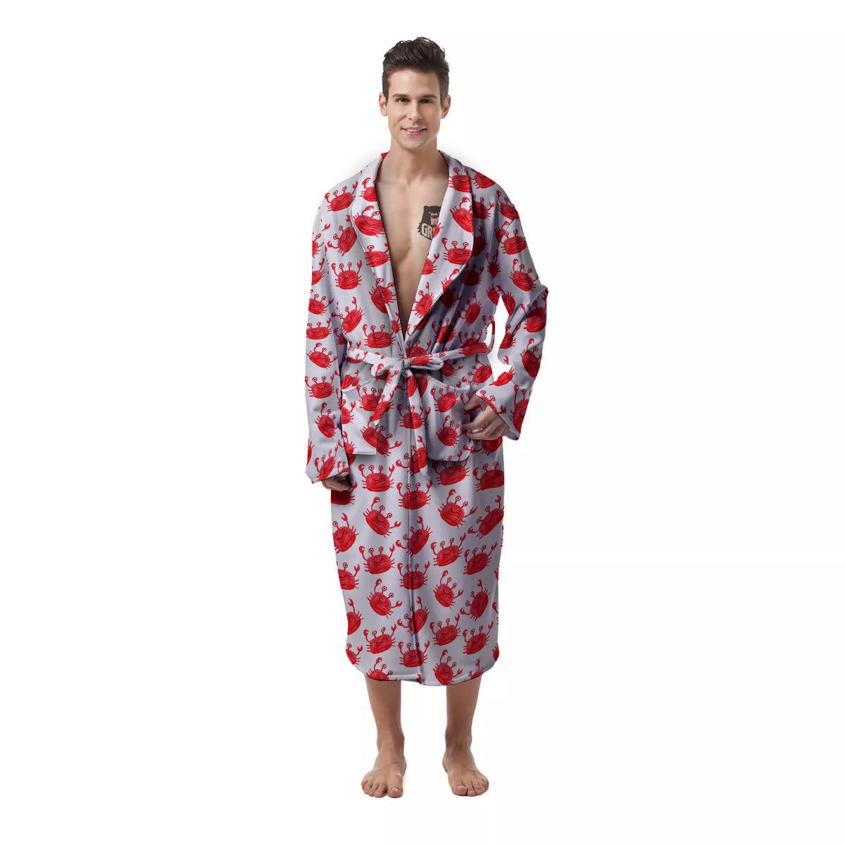 Crab Cute Print Pattern Men's Robe-grizzshop