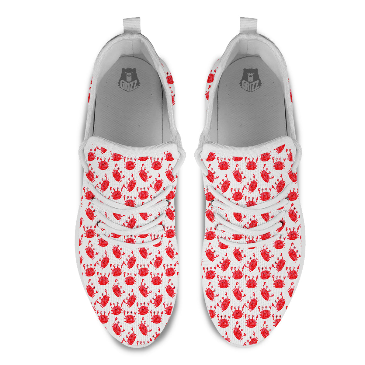 Crab Cute Print Pattern White Athletic Shoes-grizzshop
